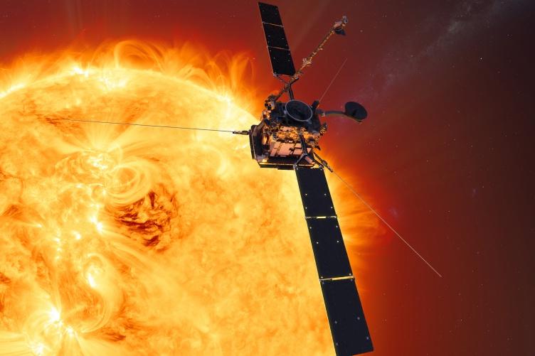 太阳轨道飞行器靠近太阳的示意图.